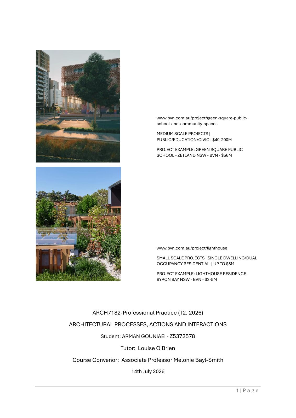 Architectural Processes, Actions and Interactions