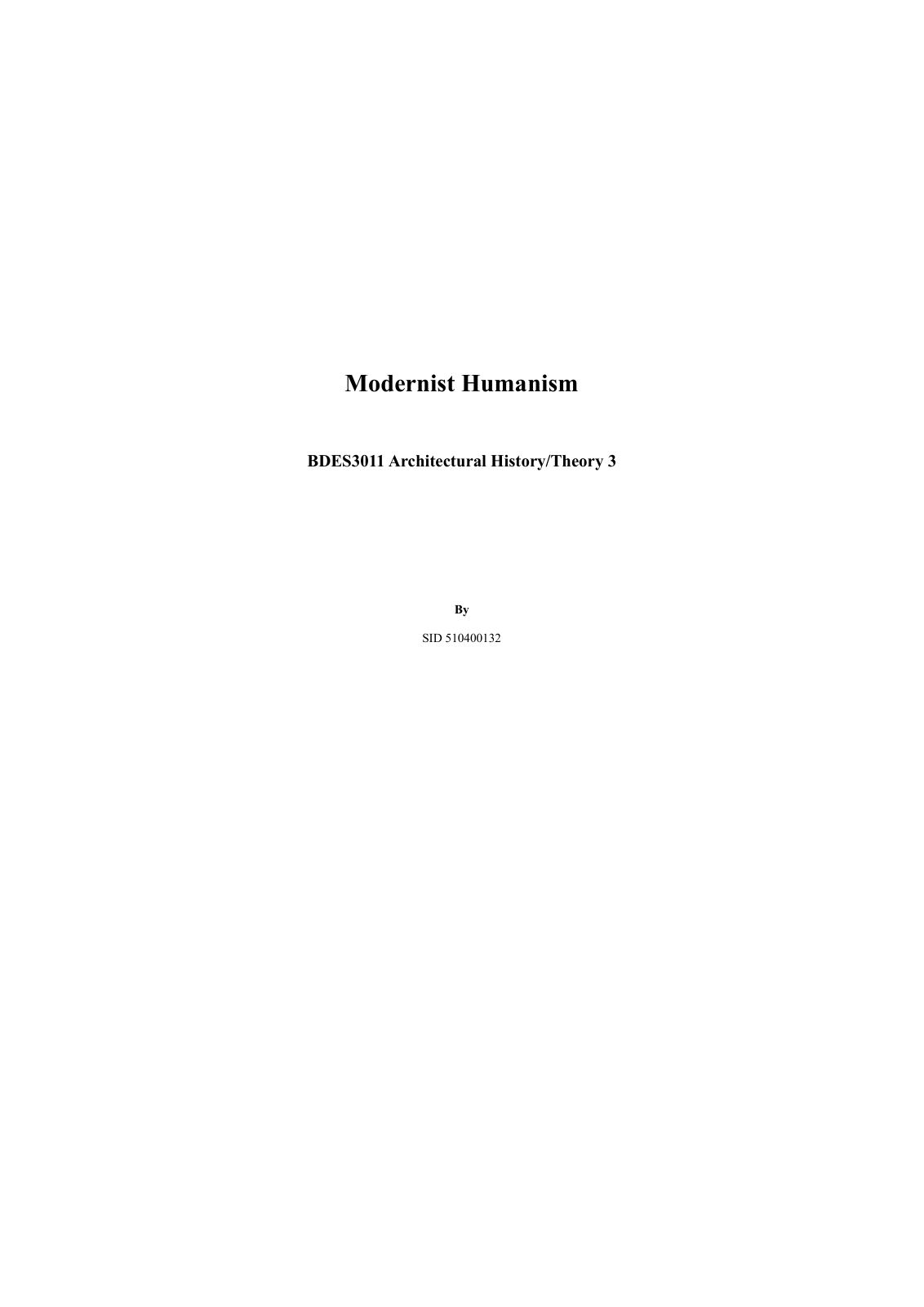 Modernist Humanism